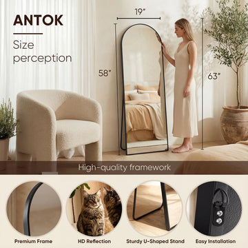 58" x19" Arched Full Length Mirror, Floor Mirror with Stand,Black