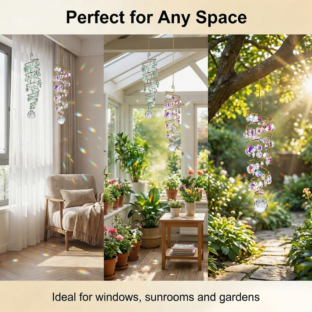 Crystal Spiral Sun Catcher Hanging Prisms Suncatcher for Window Garden - Hanging Crystals,Glass Wind Chimes