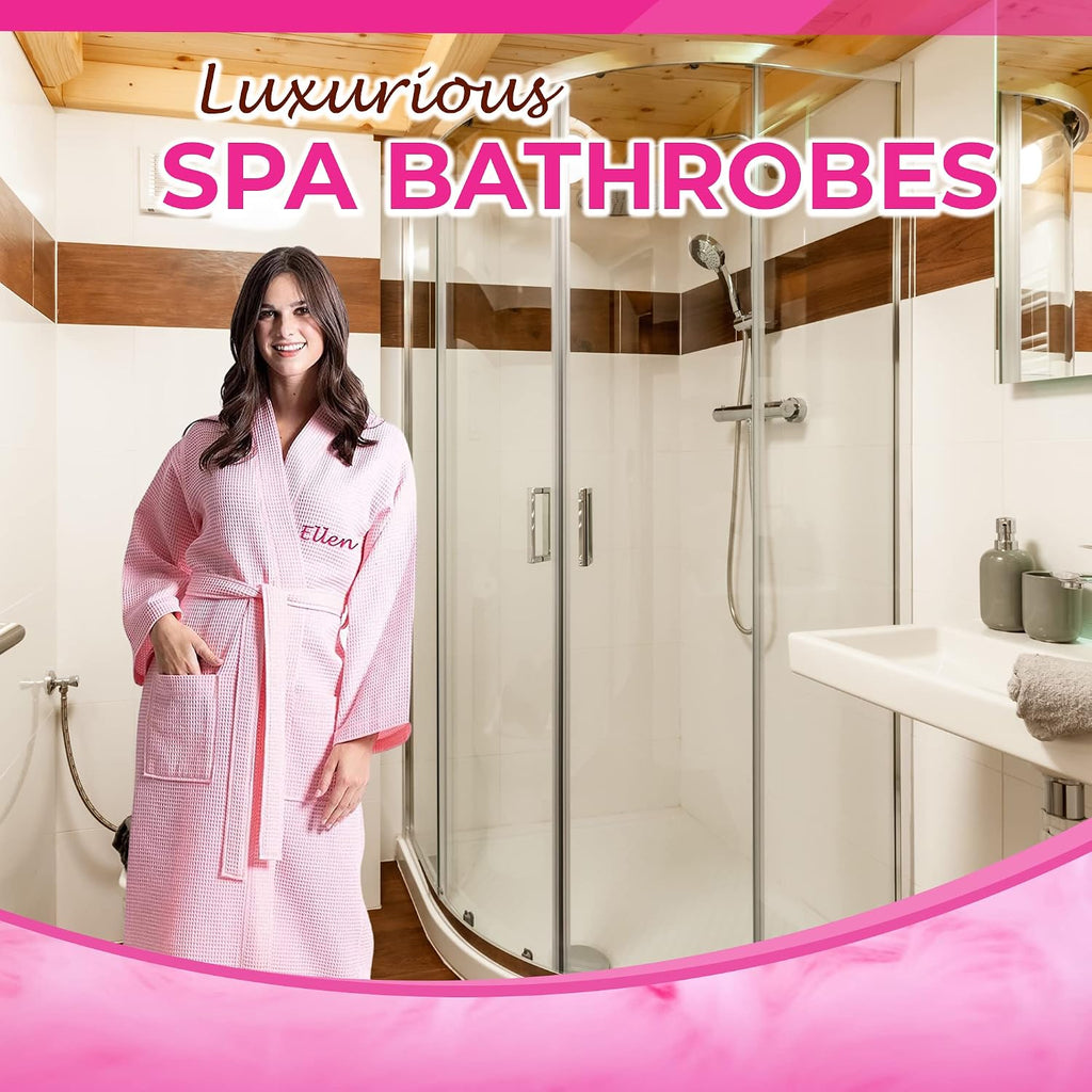 Waffle Robes for Women - Custom Bathrobes with Name on Front and Back - Ultra Soft and Luxurious Spa Robes