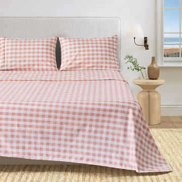 Gingham Microfiber Sheet Set - 4-Piece Ultra-Soft Bedding Sheets & Pillowcases - Wrinkle Free
