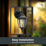 Waterbury Outdoor Light Fixture, 14.25 Inch Exterior Wall Lantern Sconce for Front Door, Patio and Porch, Black, 2461-BK