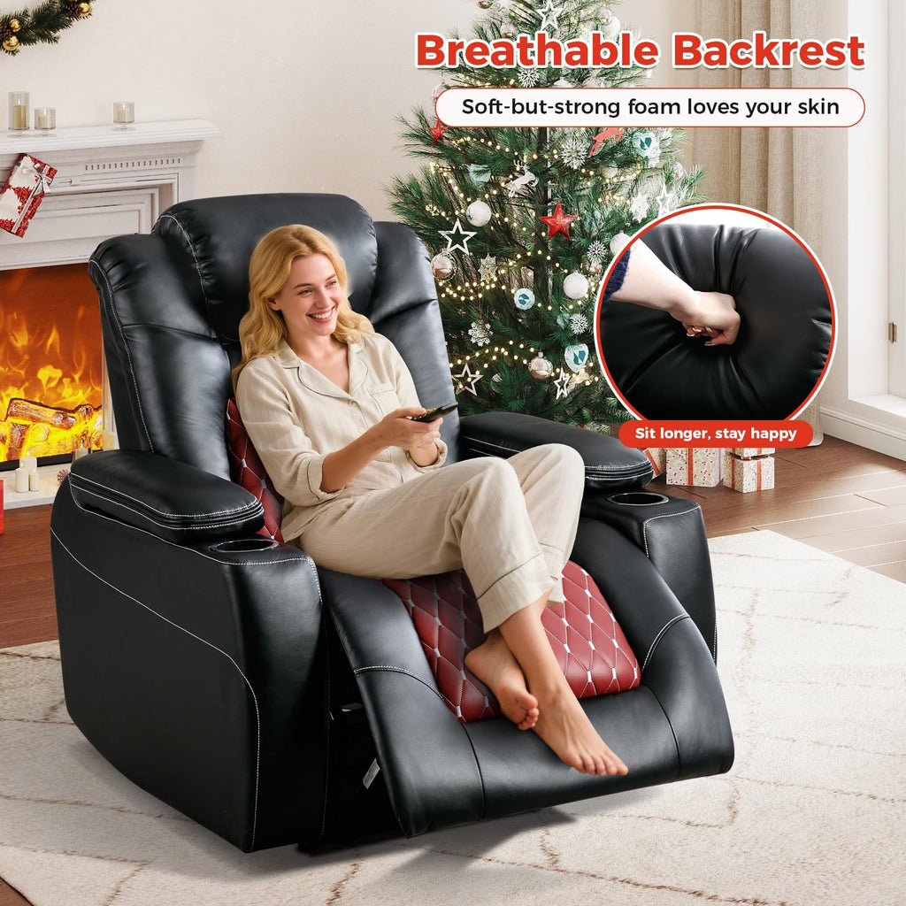 Power Recliner Chair with Adjustable Powered Headrest Set of 3, Electric Faux Leather Home Theater Seating Overstuffed