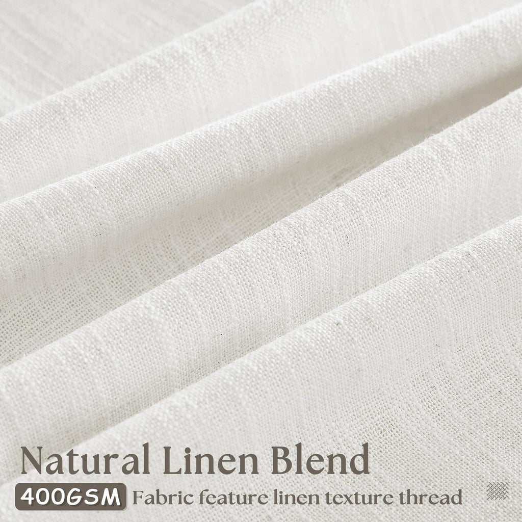 Beige White Linen Curtains Pinch Pleated 84 Inches Long 2 Panels