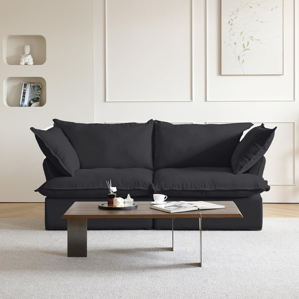 Modern Couch for Living Room, Love Seat Modular Sectional Sofa, Cushion Covers Removable, Comfy Convertible Sectional Couches, Two Corners Sofa for Living Room Bedroom Office Apartment (Black) A124-B0CLZJR2QS