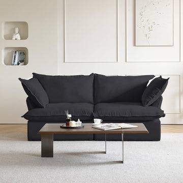 Modern Couch for Living Room, Love Seat Modular Sectional Sofa, Cushion Covers Removable, Comfy Convertible Sectional Couches, Two Corners Sofa for Living Room Bedroom Office Apartment (Black)