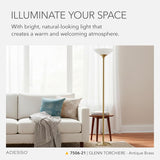 Antique Brass Torchiere Floor Lamp with Frosted White Shade