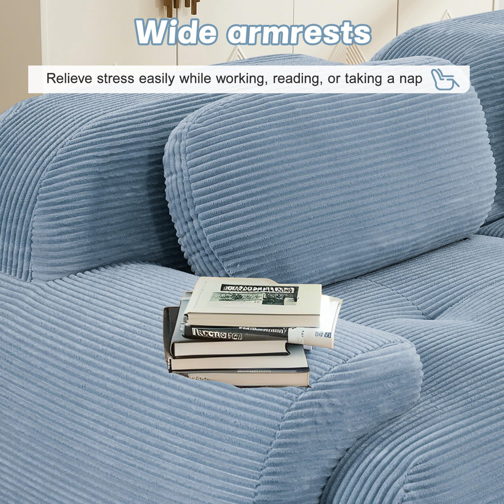 152.7 Inch U-Shaped Modular Sectional Sofa, 4-Seater Boneless Couch, Blue