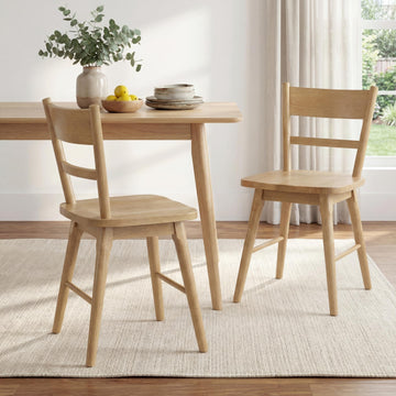 Oak Dining Chairs Set of 2, Farmhouse Wood Dining Chairs Ladder Back Kitchen Chairs, Windsor Dining Chairs, Oak