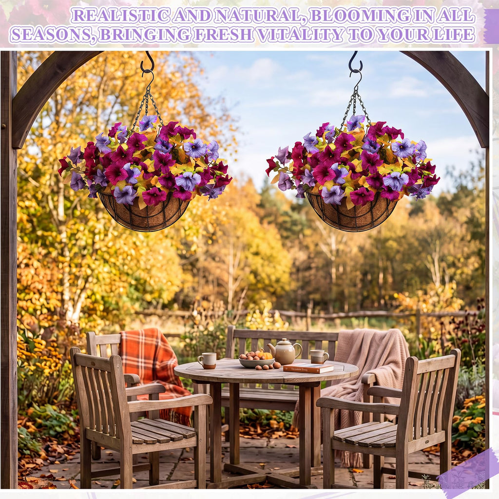2 Pack Artificial Hanging Basket, Morningglory, Plum