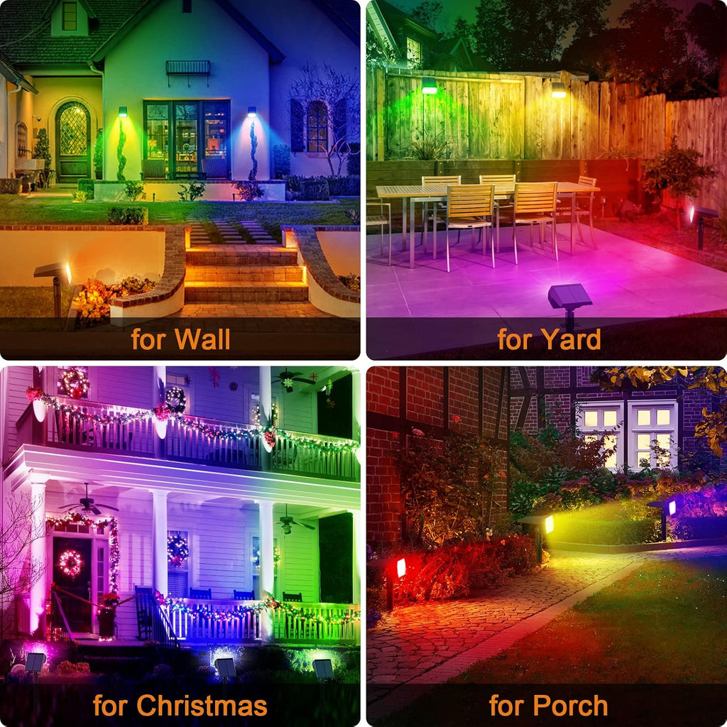 Solar Spot Lights Outdoor Color Changing,[7 Modes/4 Pack] Christmas IP65 Waterproof Landscape Spotlights, Dusk to