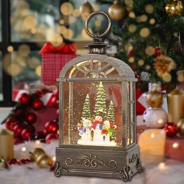 Christmas Snow Globe Lantern,Christmas Decorations Indoor ,with 6 Hour Timer Musical Snow Globes,Battery Or USB