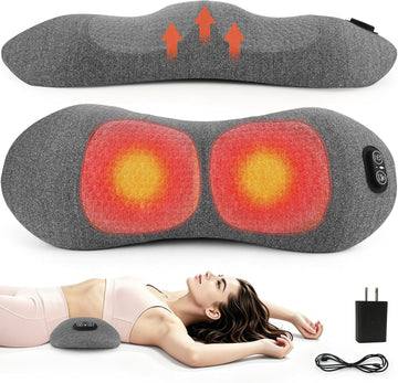 3-in-1 Lumbar Support Pillow with Heat & Massage, Ergonomic Memory Foam Lower Back Massager for Pain Relief Deep