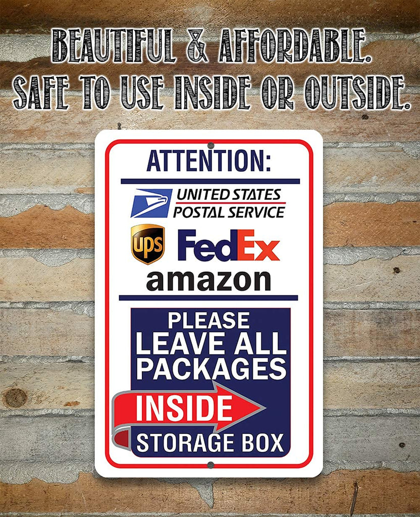 Delivery Sign for Package and Box Deliveries - Please Leave All Packages - Directional Deliveries Sign, Porch and