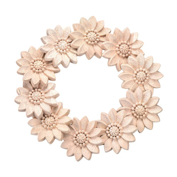 10-Pack Wood Rosettes Little Flowers Onlay Appliques (Dia-5cm/2), Unpainted Round Wood Appliques Decorative Carving