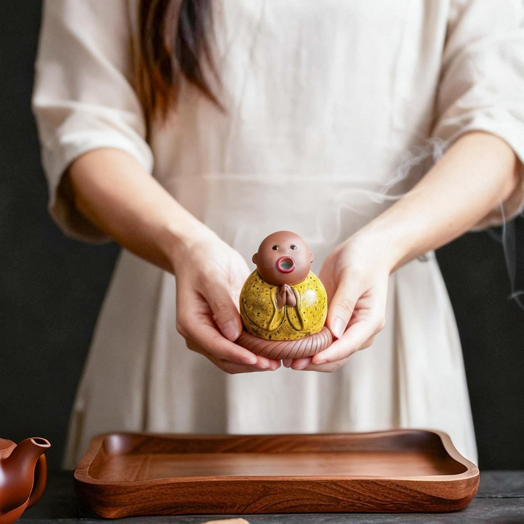 Ceramic Buddha Incense Cone Holder, Monk Burner for Unique Zen Home Decor