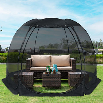 Pop Up Screen House Tent, Instant Outdoor Gazebo with Mosquito Netting & UPF 50+ Sun Protection - Black