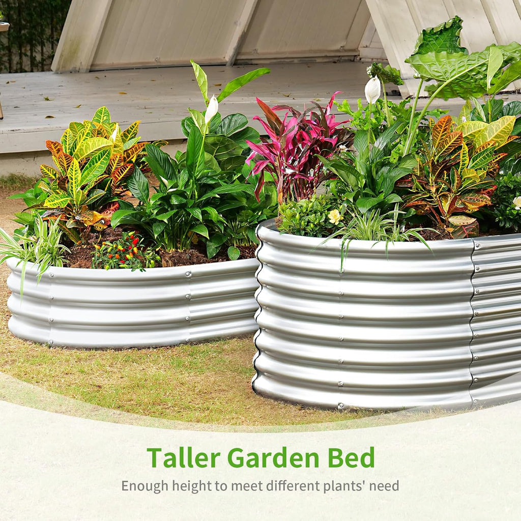 Galvanized Raised Garden Bed, 8x4x2ft Planter Boxes Outdoor, Oval Larger Metal Planter Boxes for Vegetables, Fruits