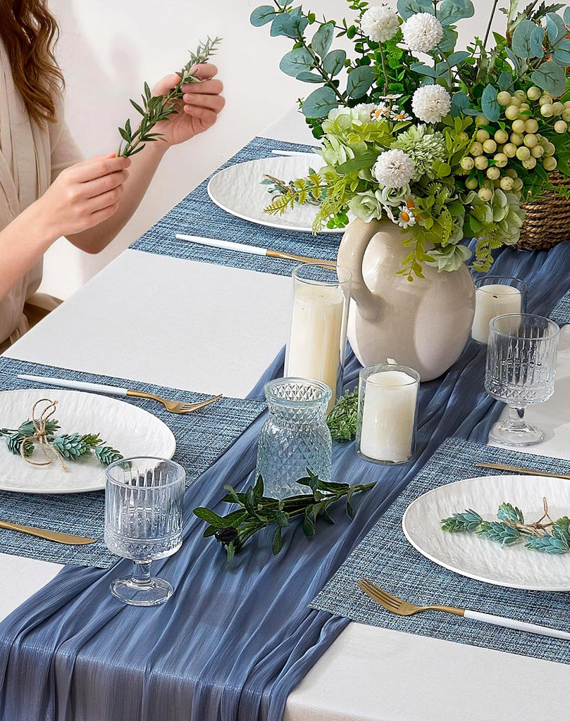 Woven Vinyl Placemats, Deep Navy - Set of 4