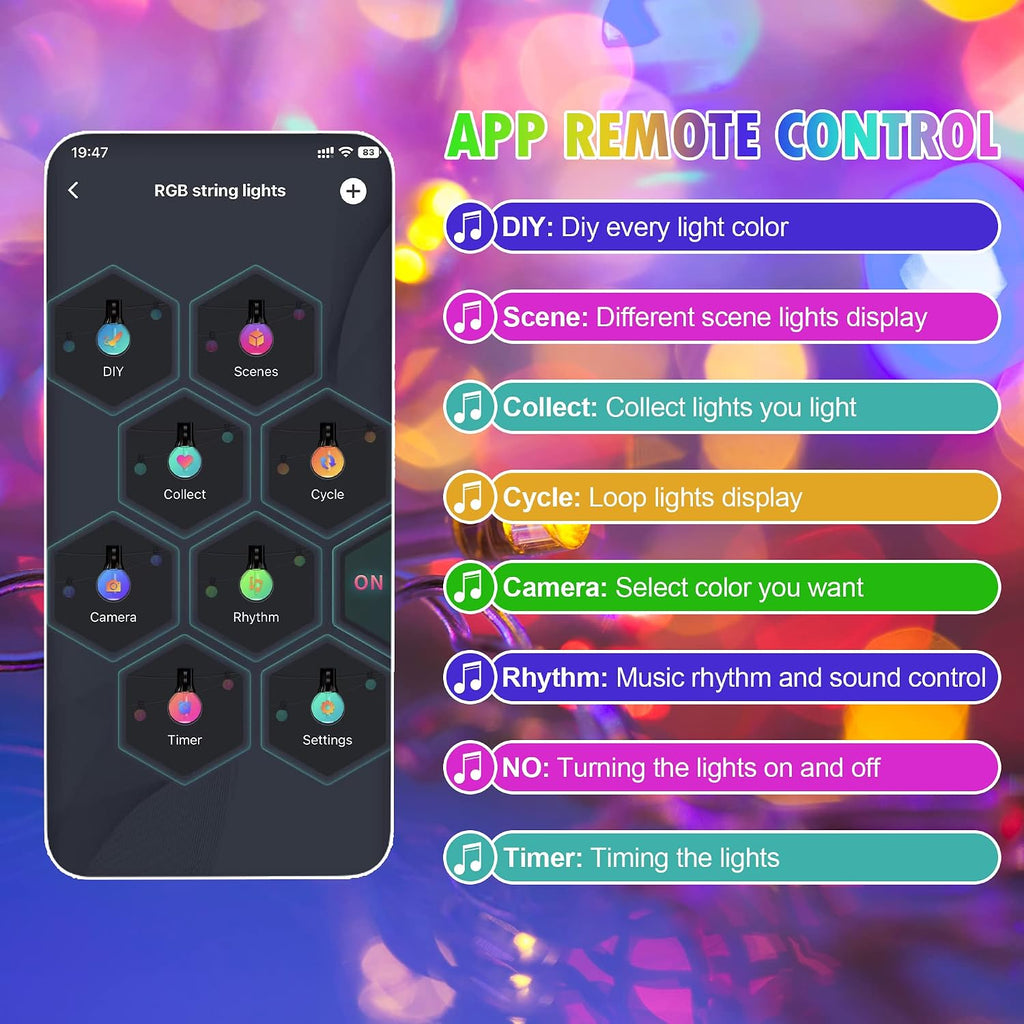 Patio Umbrella Lights, 104 Bright LEDs DIY Colors USB Battery Powered Waterproof Outdoor Umbrella Lights with APP