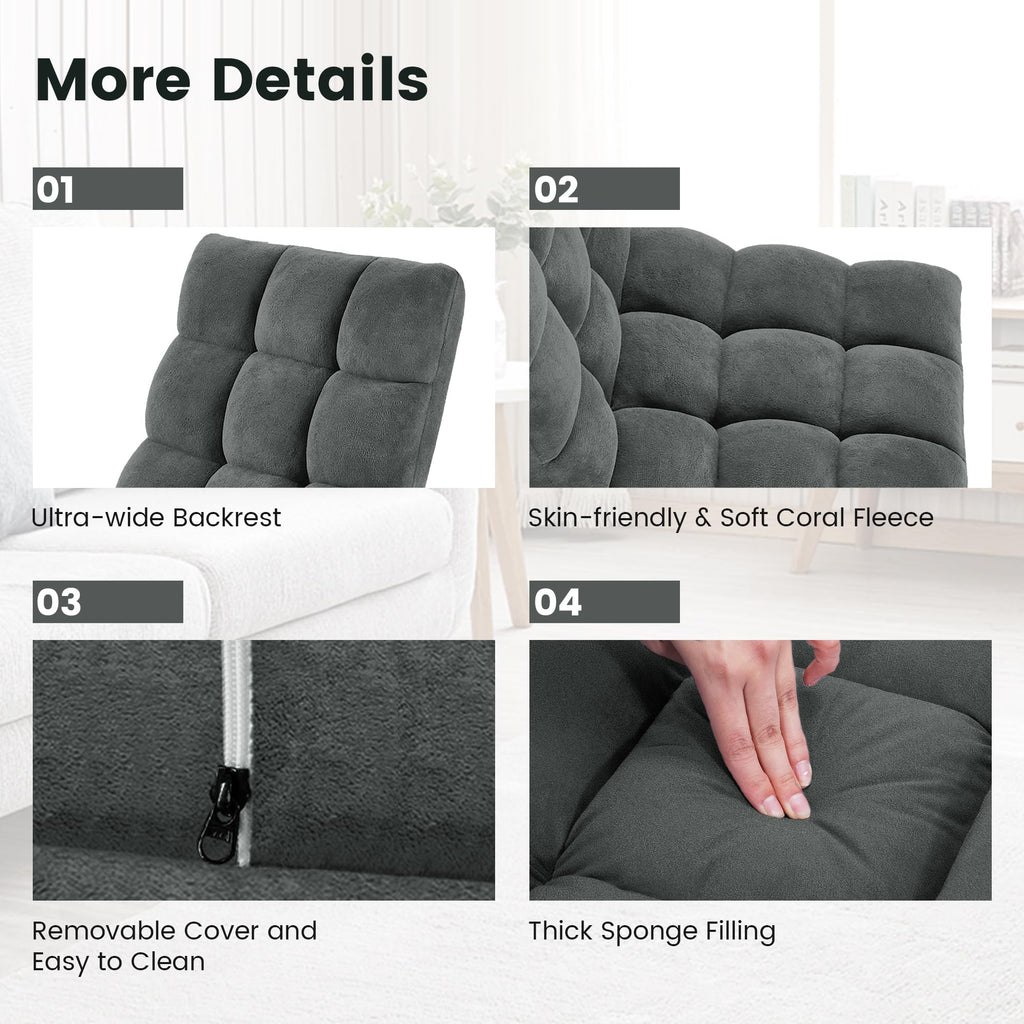 Floor Chair with Back Support, 14 Adjustable Position, Dark Grey