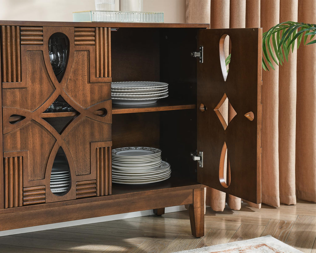 60" Mid Century Modern Sideboard Buffet, Credenzas Storage Cabinet