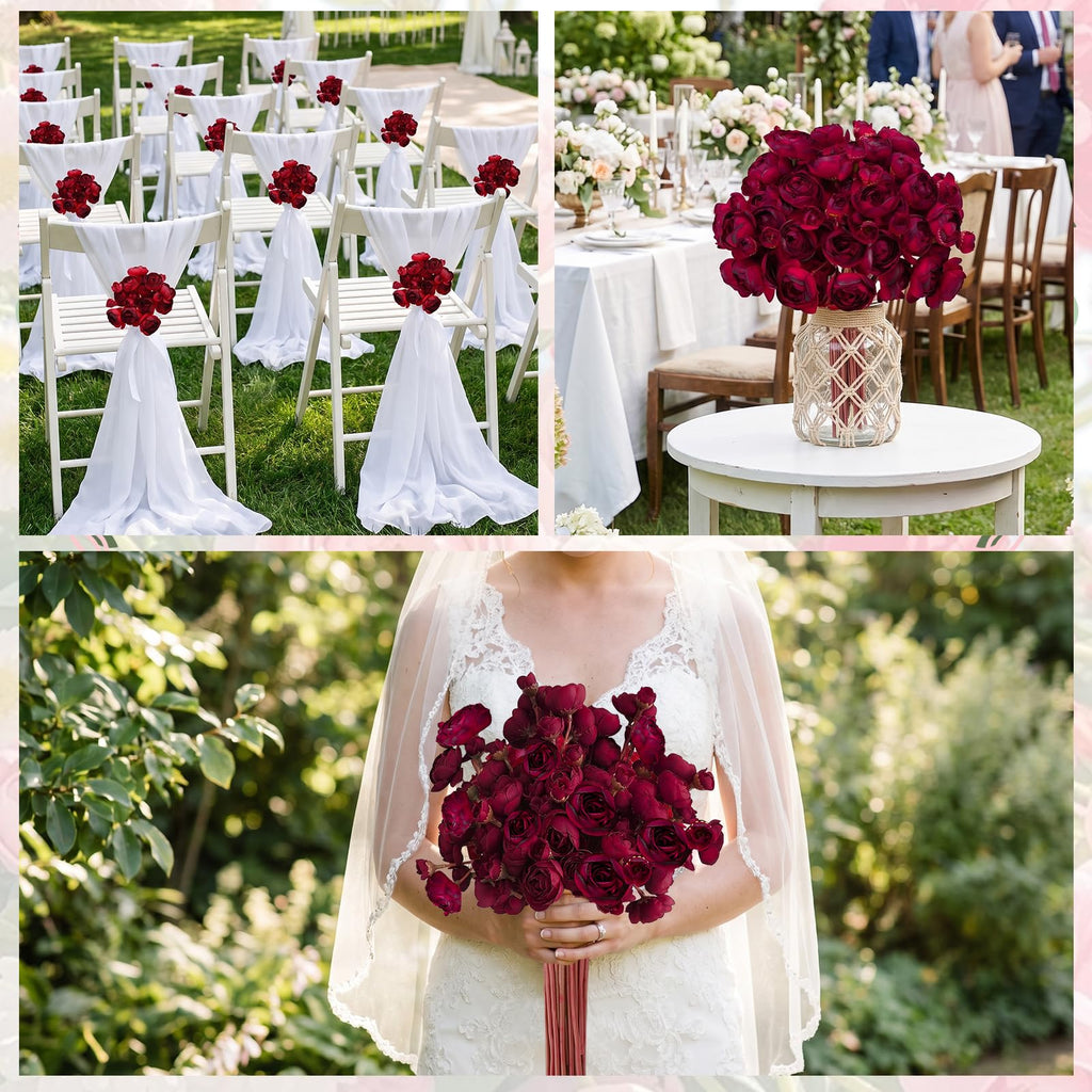 5 Bouquets Dark Red Ranunculus Artificial Flowers