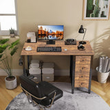 47 inch Computer Desk with 4 Drawers, Reversible Writing Work Study Desk Bedroom, Modern Simple Student PC Desks