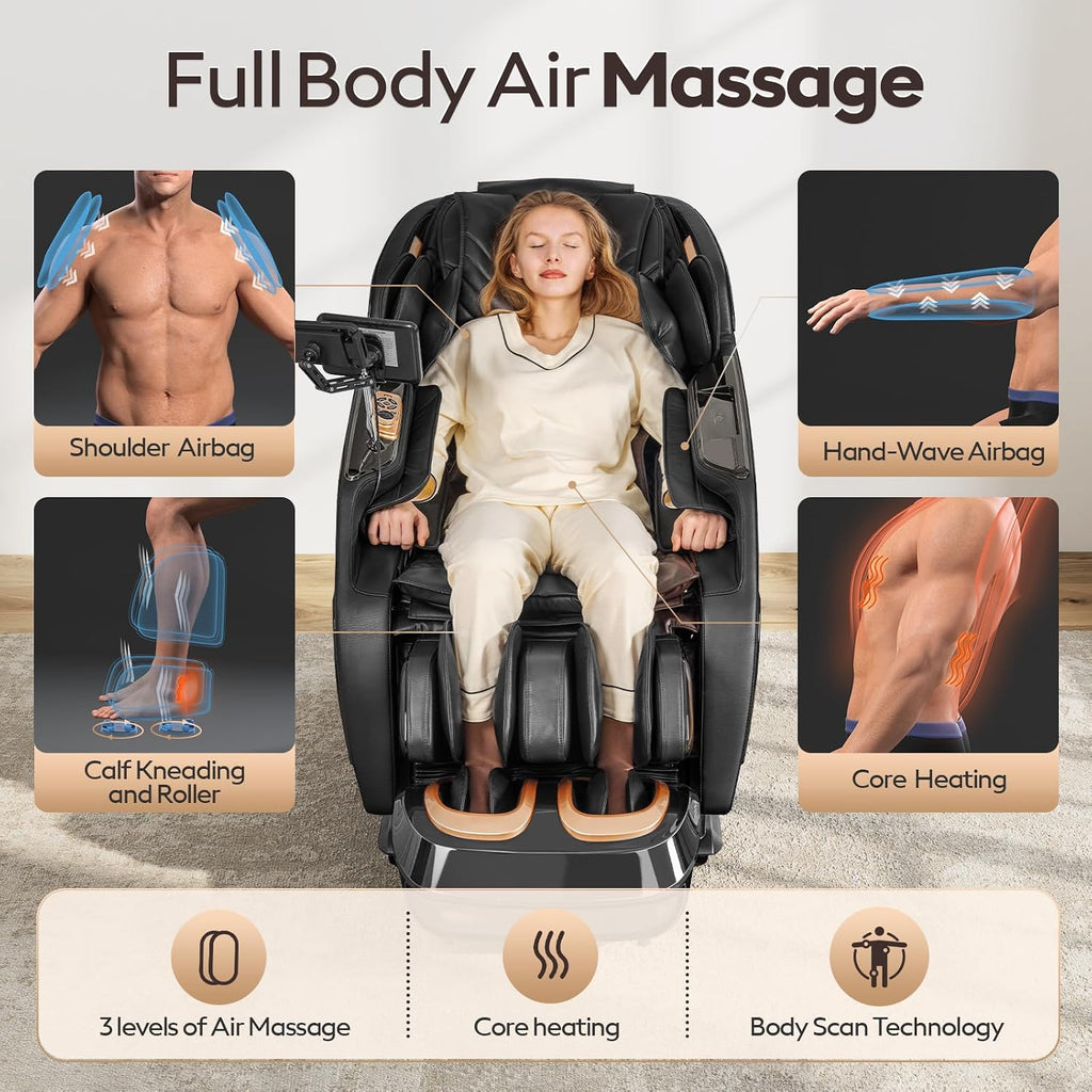 4D Massage Chairs Full Body,Zero Gravity SL-Track Shiatsu Massage Chair Recliner,Core Heating,20 Massage