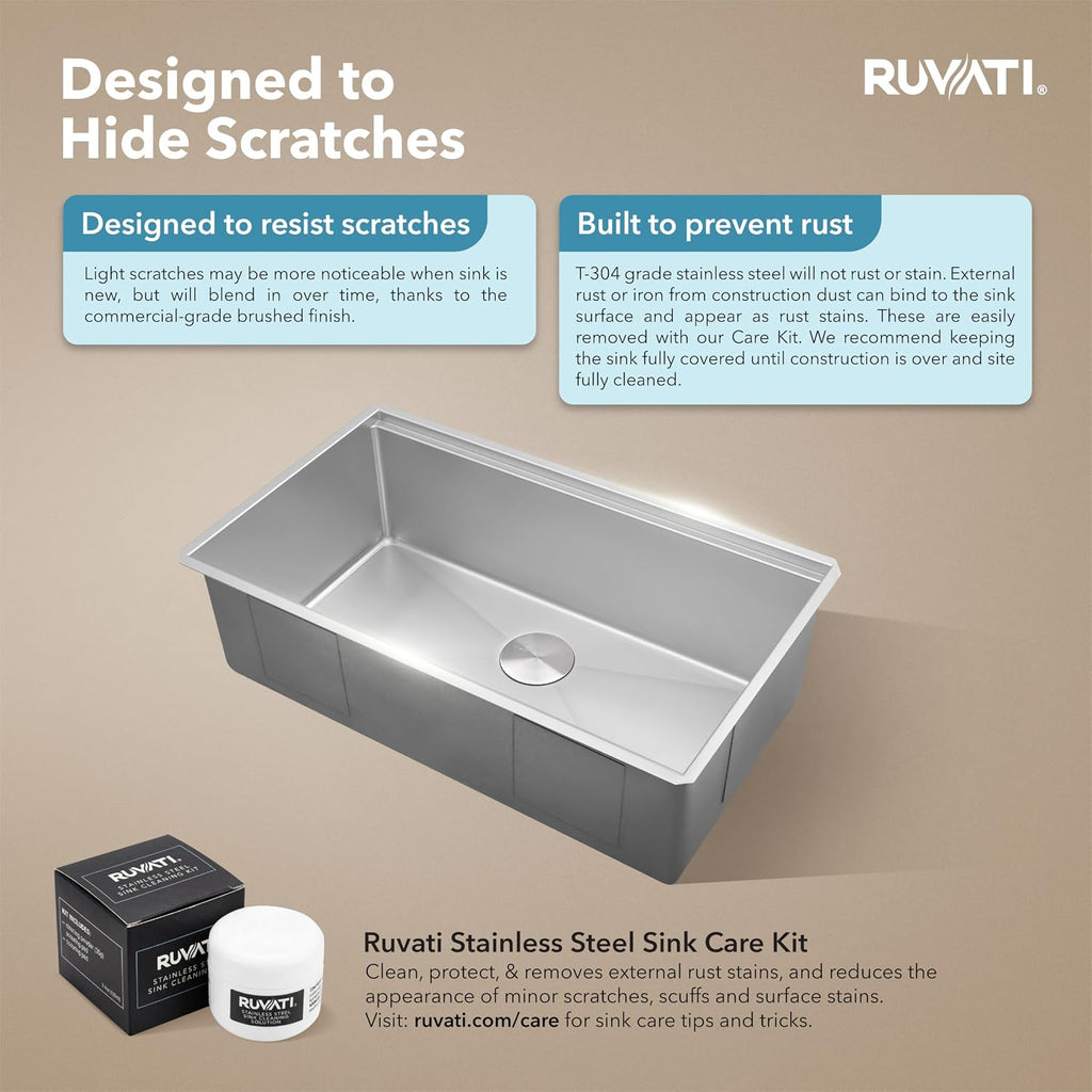 32-in Stainless Steel RoundCorner Undermount Workstation Sink-RVH8301