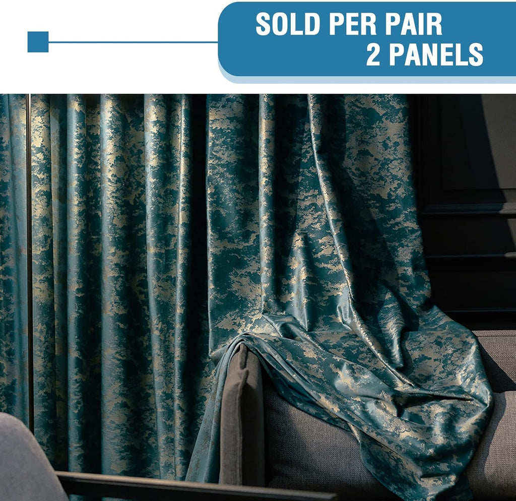 Velvet Curtains,2 Panels Thick Elegant Luxury Grommet Blackout Drapes For Classical Living Room Decor,Thermal