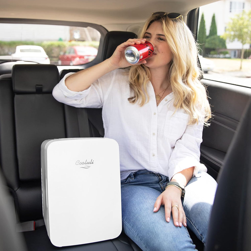 10L Mini Fridge for Bedroom - Car, Office Desk & College Dorm Room 12v Portable Cooler Warmer Food, Drinks, Skincare