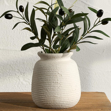 Ceramic Flower Vase, Small Rustic Farmhouse Vases Home Decor, Short Pottery Decorative Pampas Vase