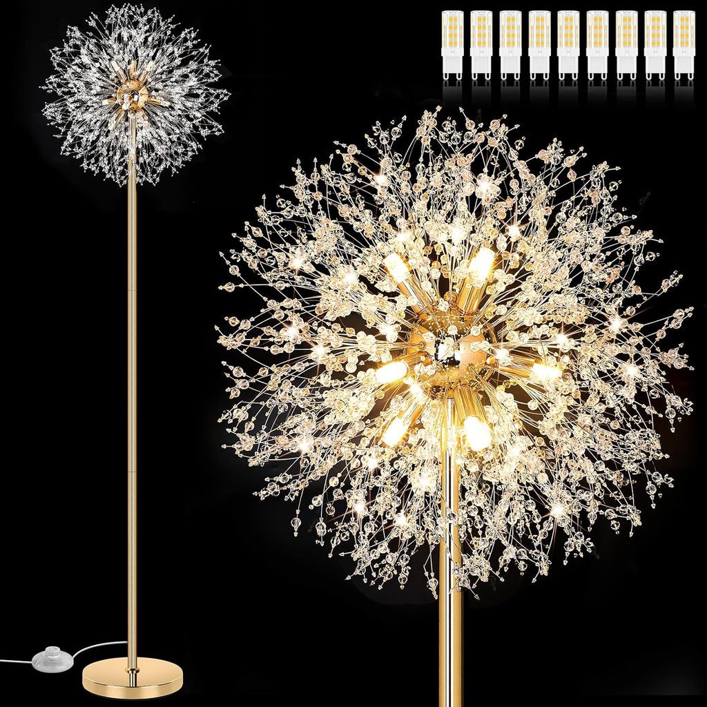 69'' Crystal Floor Lamp, Modern Standing Lamp with 738PCS K9 Crystals, Tall Lamp Pole Light Office