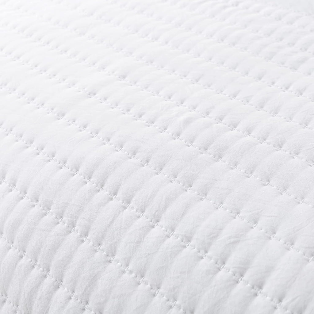 White Quilt Bedding Sets with Pillow Shams, Lightweight Soft Bedspread Coverlet, Quilted Blanket Thin
