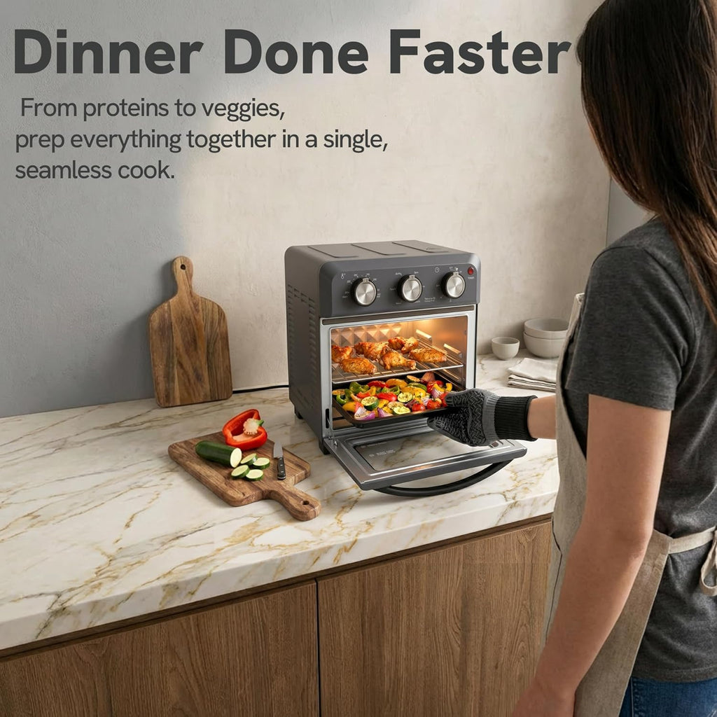 6-in-1 Air Fryer Toaster Oven Combo, Compact 12.7 QT Small Countertop Convection Oven, Fits 9" Pizza & 4 Toast