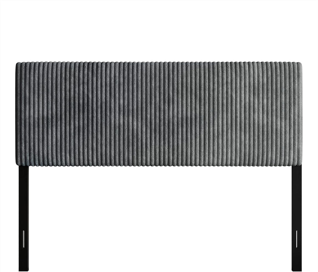 Queen Corduroy Velvet Upholstered Adjustable Headboard, Grey