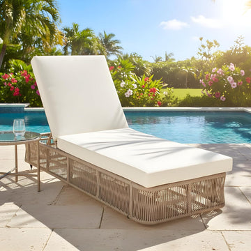 Outdoor Chaise Lounge Chair Set - Adjustable Woven Rope Sun Lounger with 5-Position Backrest (Frame Only) - Modern