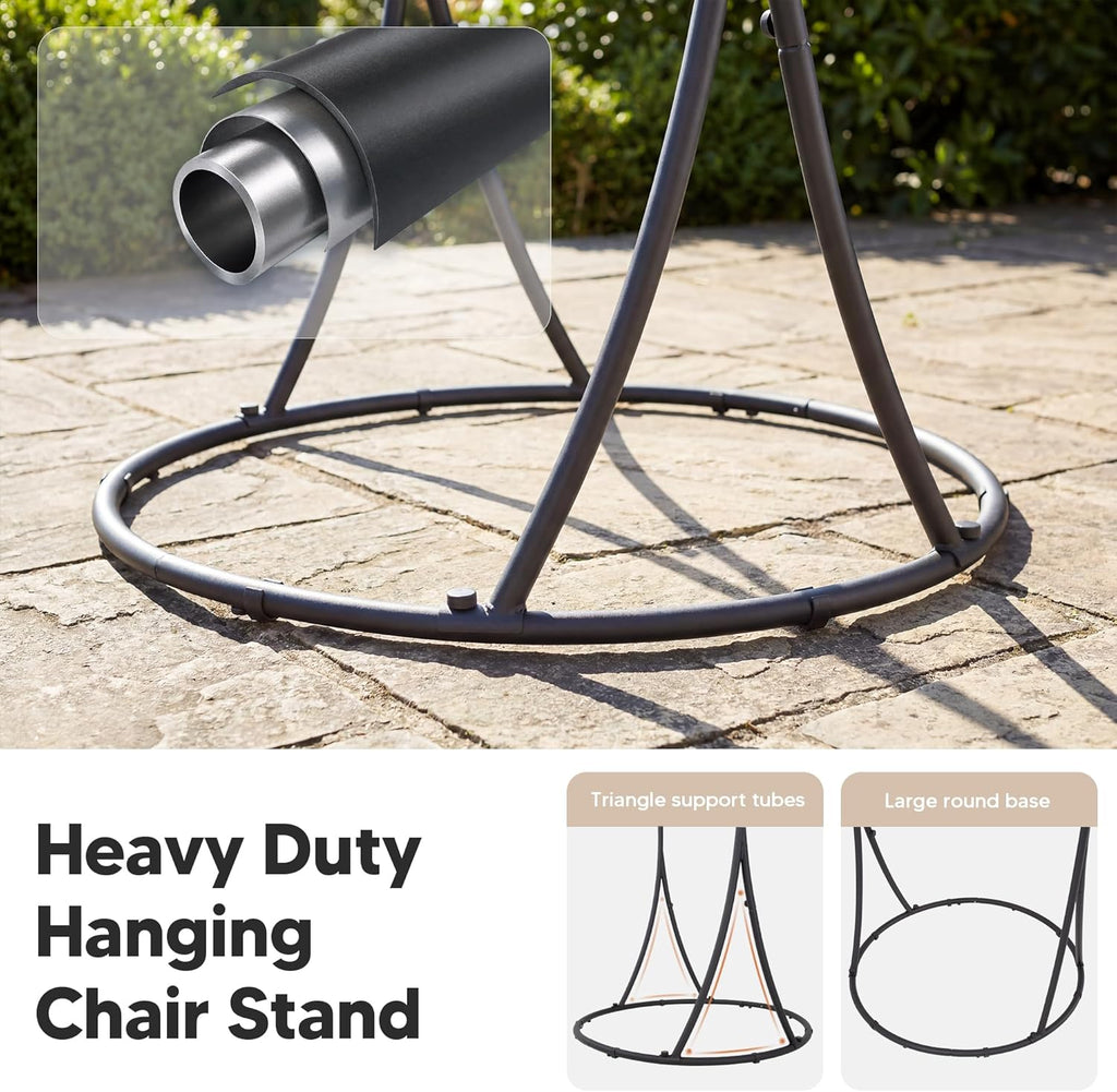 Chair with Stand Included, Heavy Duty Hanging Chair with Stand, 330 lbs Capacity, Patented, Beige