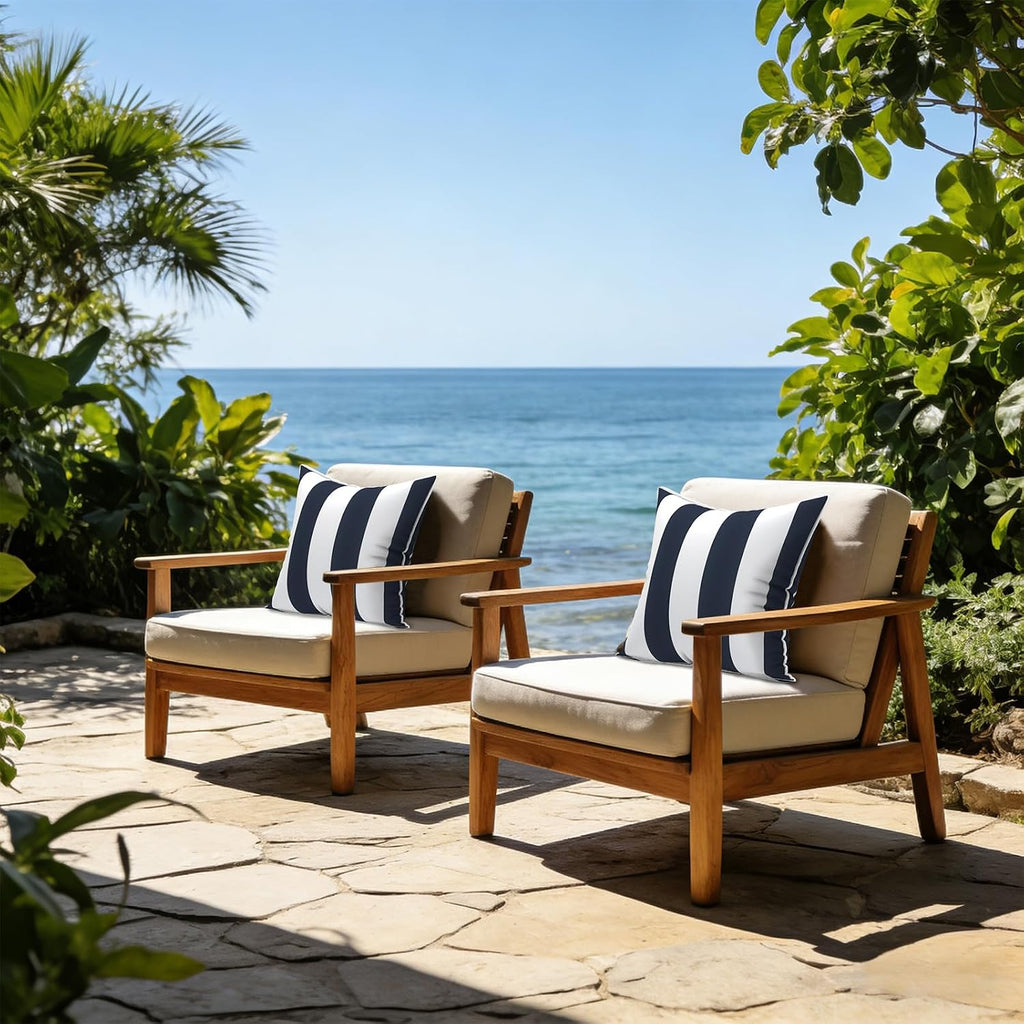 Outdoor Throw Pillow Covers Set of 2, Patio Waterproof Pillow Cases Fade Resistant Accent Pillow Covers, 18"x18"