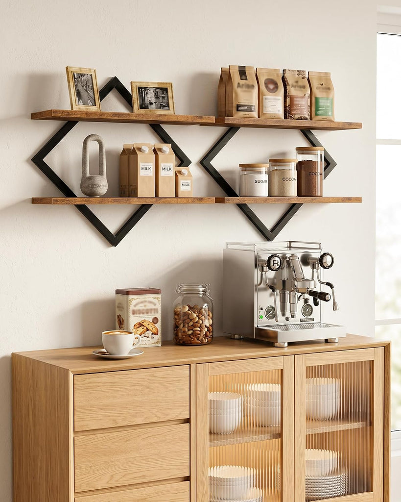 Floating Shelves, Set of 2 Wall Shelves, 2-Tier Hanging Shelves, Wall Shelf Set of 2, Wall Mounted Shelves, Study