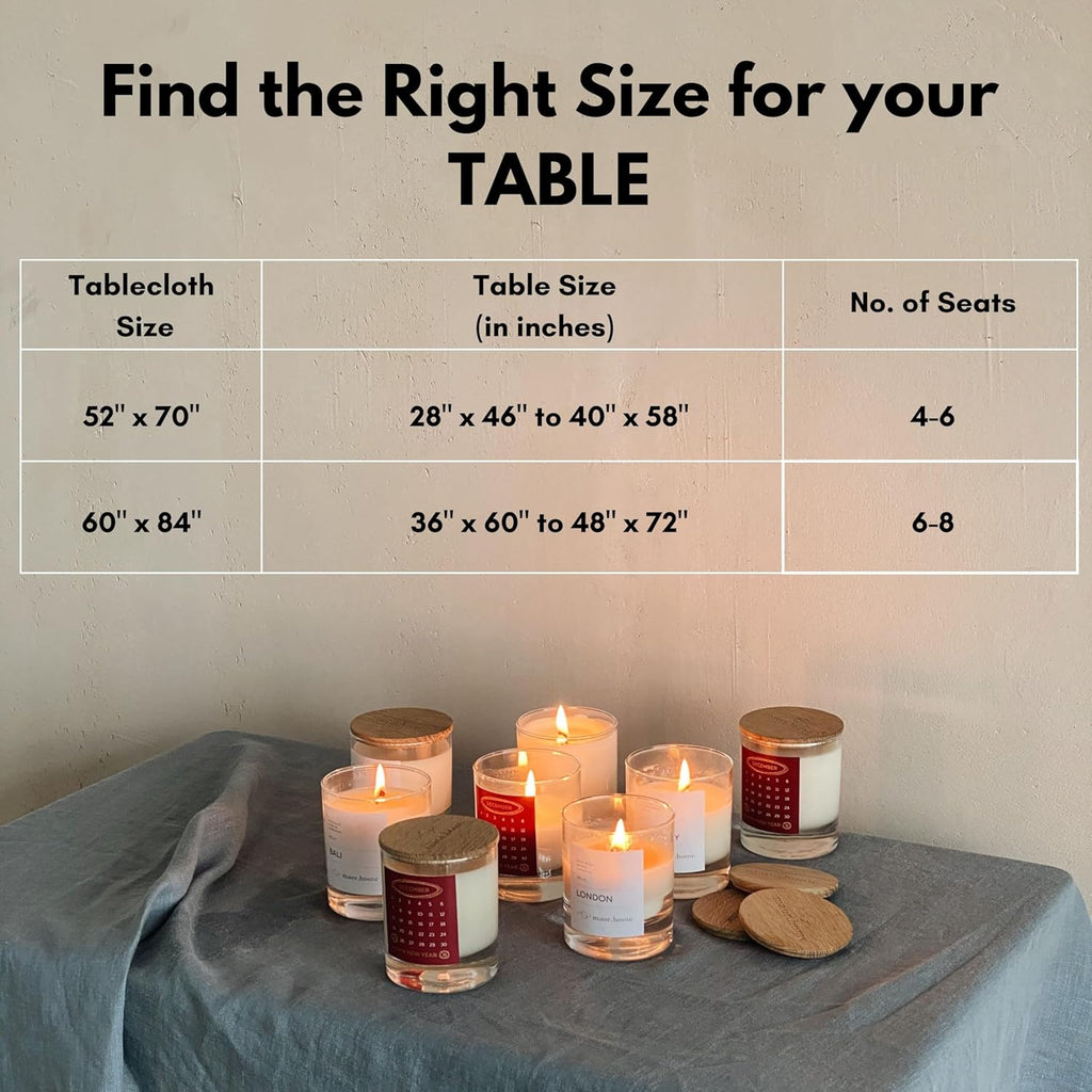 Tablecloth 60x84 Inches - 100% Cotton, Durable, Wrinkle-Free, Machine Washable Table Cover, Banquets