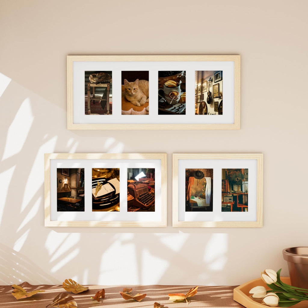 8x20 Collage Picture Frame for Wall Mounting, Nature Wood