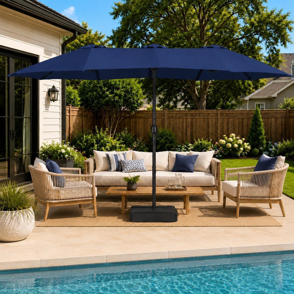 13 FT Triple-size Patio Umbrella w/Base Included - Market Extra-Large Double Sided Umbrella