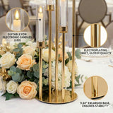 Candelabra Gold Centerpiece 5 Arms Taper Candle Holder Gold Centerpiece with Acrylic Tubes for Table Decoration