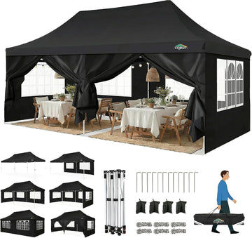 Canopy 10x20 Pop Up Canopy Tent with 6 Sidewalls