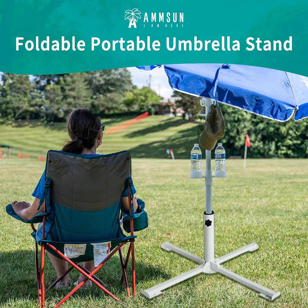 Foldable Portable Beach Umbrella Stand-Portable Patio Umbrella Base Holder,Outdoor Sunshade Anchor,with Weight Bag,Rust