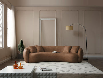 103" Boucle Half Moon Curved Sectional Sofa with 4 Throw Pillows, Modern 5-Seater Teddy Fleece Leisure Couch with