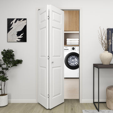 36 in.x 80 in. Bifold Door, 6 Panel Primed Bifold Closet Door