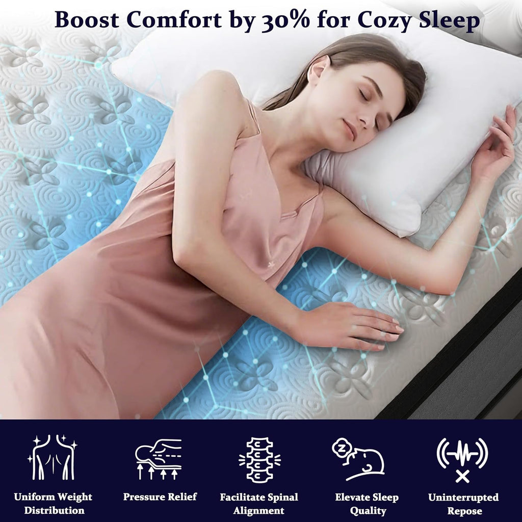California King Mattress 12 Inch, Luxury Hotel Hybrid Cal King Mattress | Gel Memory Foam & Pocket Springs, 7-Zone