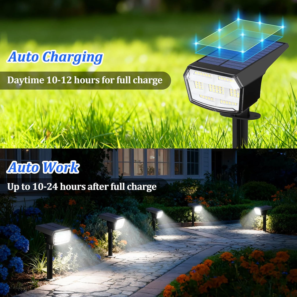6-Pack Solar Spot Lights Outdoor Waterproof, Landscape Spotlight Cool White | 59 LED, 3 Lighting Modes, IP65